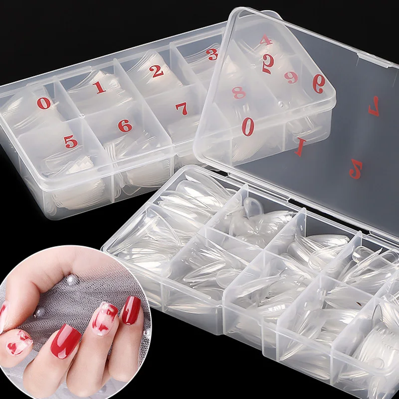 

500pcs Artificial Fake Nail Full Cover Coffin Shaped Ballerina Nail Kit for DIY Full Cover Nail Art Salons NE