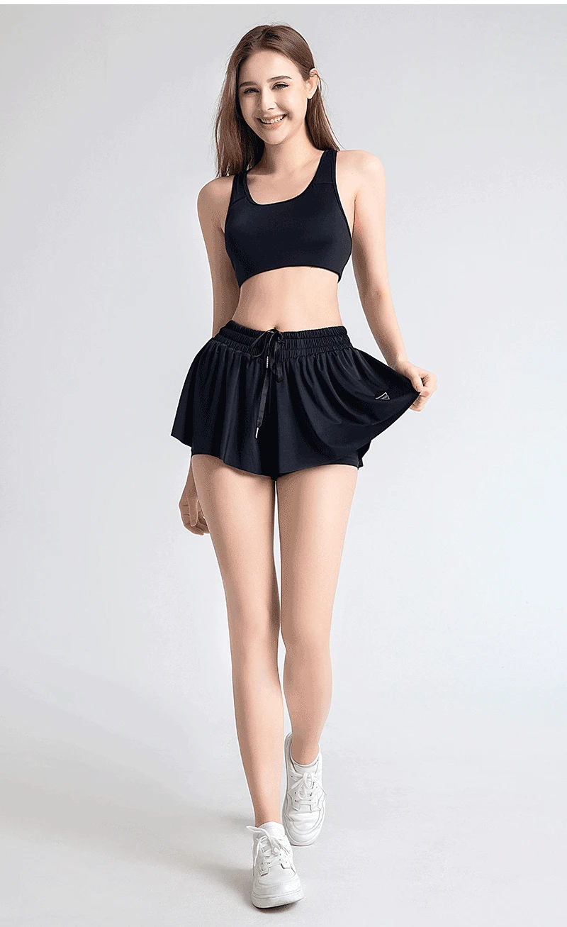

Summer Sports Fitness Divided skirt Women's Outdoor Quick dry Skirt Pant Running Tennis skirt Breathable Gym Pleated Skirt Short