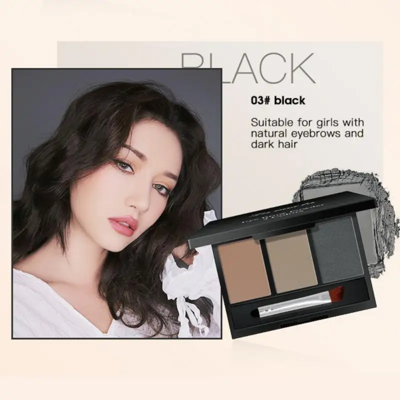 Тени для век макияжа 3 цвета водостойкая пудра бровей тени палитра +