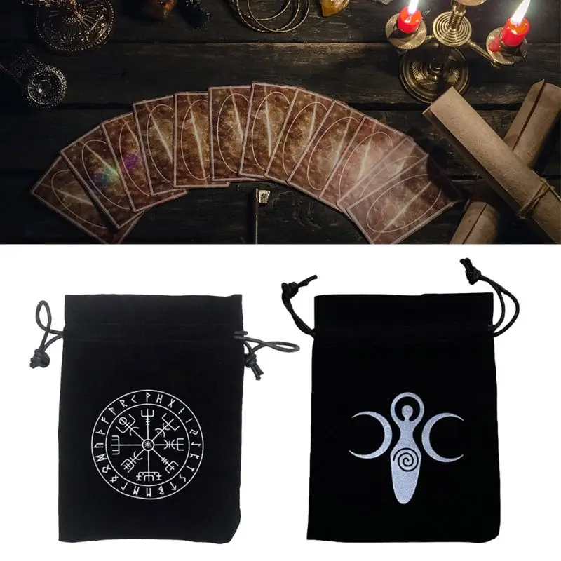 

Velvet Moon Phase Goddess Tarot Storage Bag Rune Board Game Card Package 7\"x5\"