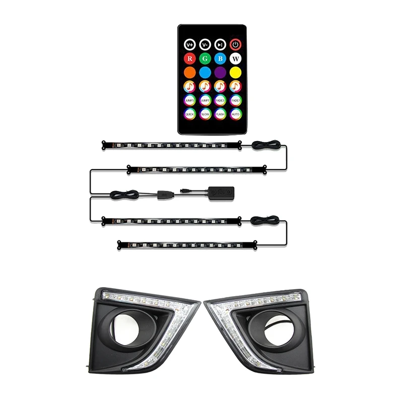 

2 комплекта автомобильных аксессуаров: 1 комплект автомобильных светодиодных лент, водонепроницаемые и 1 комплект светодиодных дневных ход...