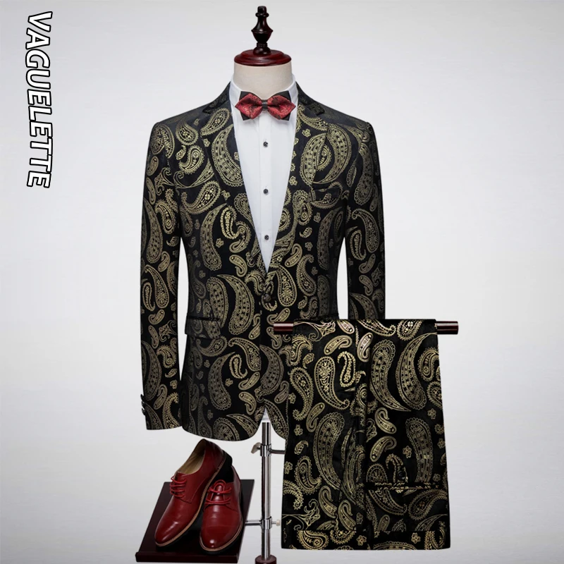 Черный цветочный костюм с пейсли для мужчин элегантный свадебный мужской