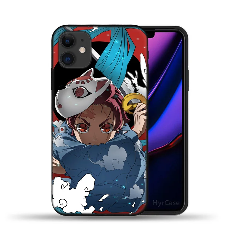 iphone 7 phone cases Demon Slayer Japan Anime Phone Case For iPhone 11 12 Pro Max X XS XR 6 6S 7 8 Plus 5S SE 2020 12Pro 12Mini Black Silicone Cover iphone 8 plus wallet case