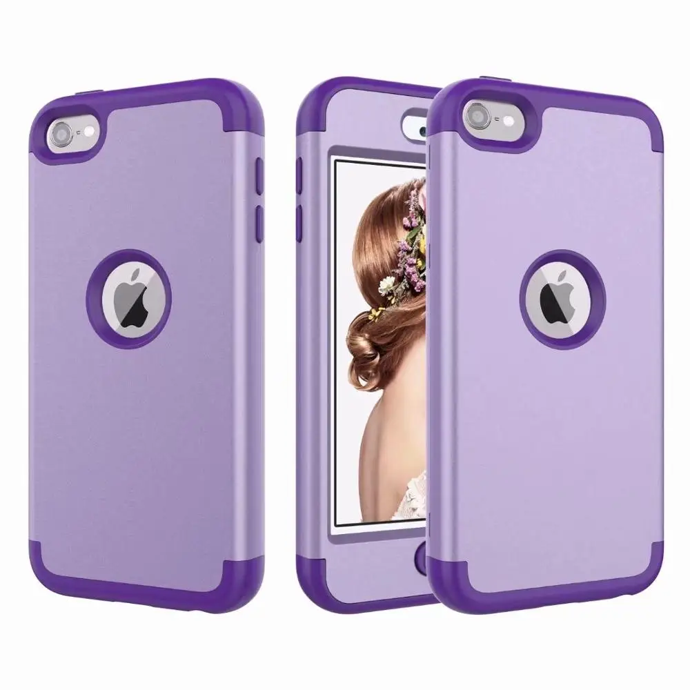 MAX-Q 3-в-1 противоударный чехол для задней панели чехол s For ipod touch 6 6th поколения Жесткий& Мягкий Резиновый Защитный Гибридный бронированный чехол Крышка - Цвет: light purple