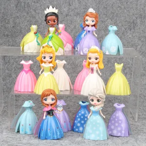 18pcsset princess figures magiclip dress tangled alice amber tiana dolls elsa anna model set kids toy for children free global shipping