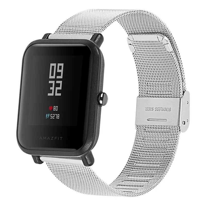 20 мм 22 мм Миланская сетка ремешок из нержавеющей стали для Huami Amazfit Bip samsung Galaxy Watch 46 мм 42 мм Active gear S3 браслет