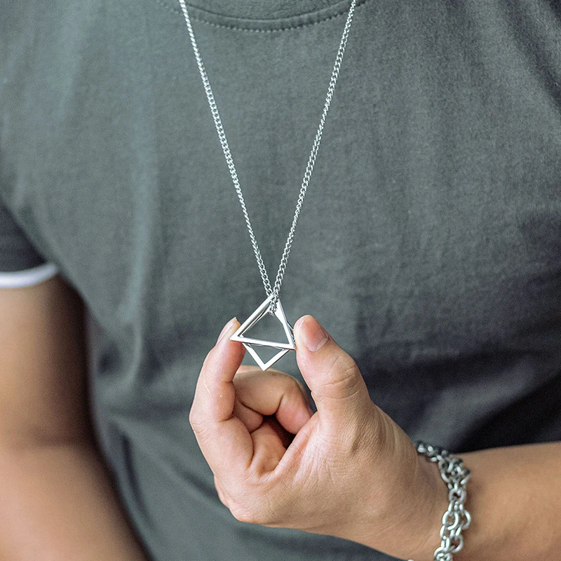 

men necklace stainless steel Necklace Women Men Simple Long Chain Rectangular pendant Necklace Statement geometric necklace