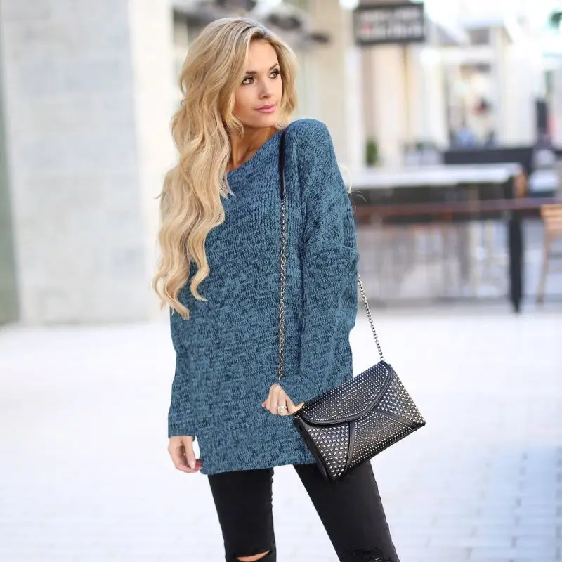 Горячая распродажа! осенне зимнее женское платье свободный свитер с рукавом