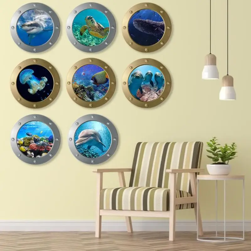 Креативные яркие животные Подводные наклейки на окна новый и качественный