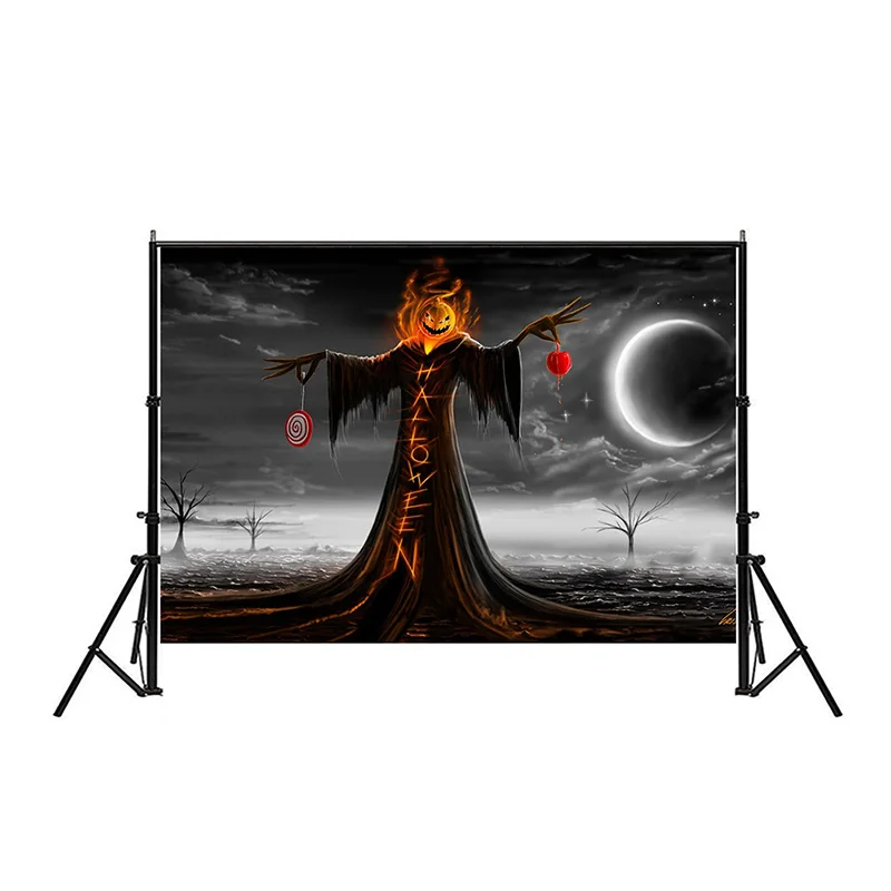 

2 Sizes Happy Halloween Photography Cloth Pumpkin Moon Tree House Party Decoration Canvas Background Cloth for Photo Shoot Props