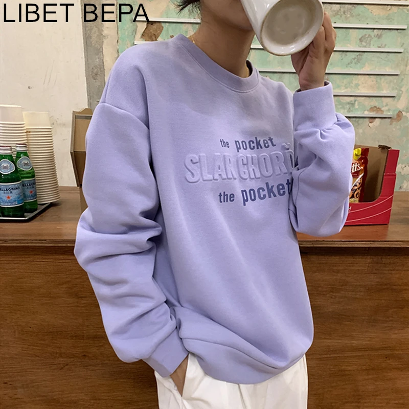 

New 2021 Autumn Winter Women's Sweatshirts Pullovers Fashionable High Street Jumper Wild Korean Style Oversized Lady Tops SS4539