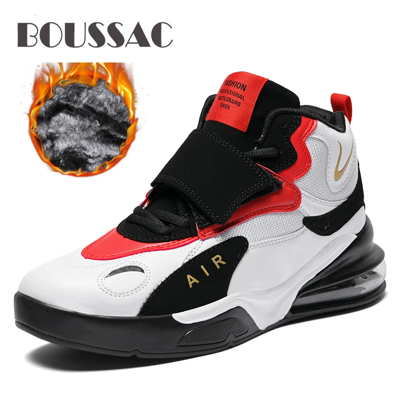 BOUSSAC мужские теплые плюшевые баскетбольные кроссовки с воздушной подушкой