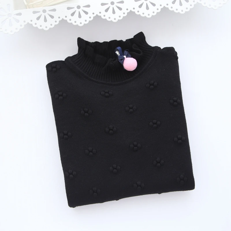 turtle black Новинка года; зимние свитера для маленьких девочек; Хлопковый вязаный пуловер; свитер с высоким воротником для девочек; свитер для маленьких девочек; От 2 до 7 лет - Цвет: turtle black