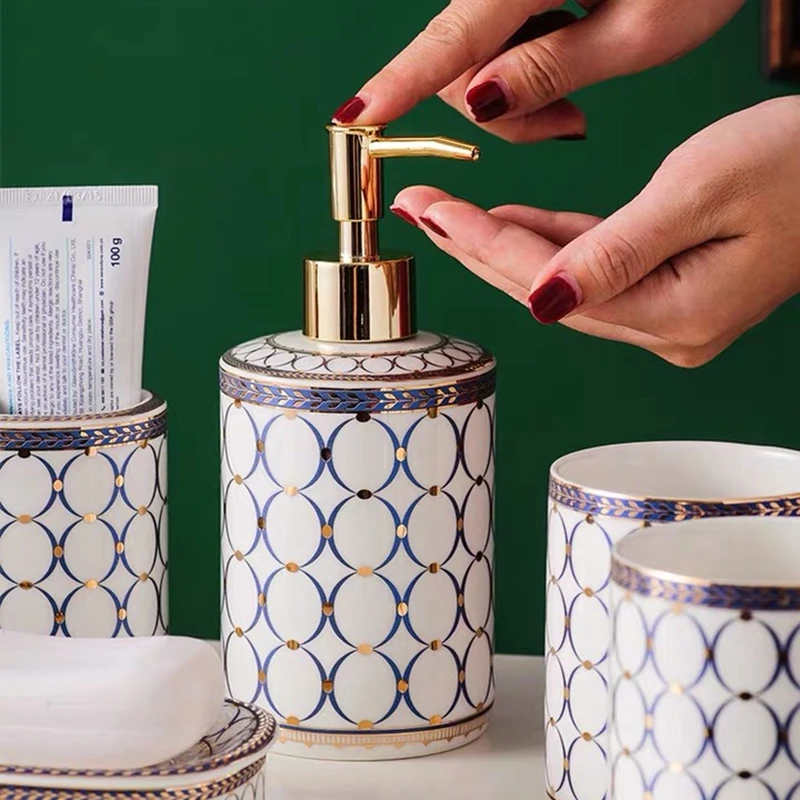 5 шт. роскошный набор для ванной комнаты щетка мытья в отеле диспенсеры жидкого