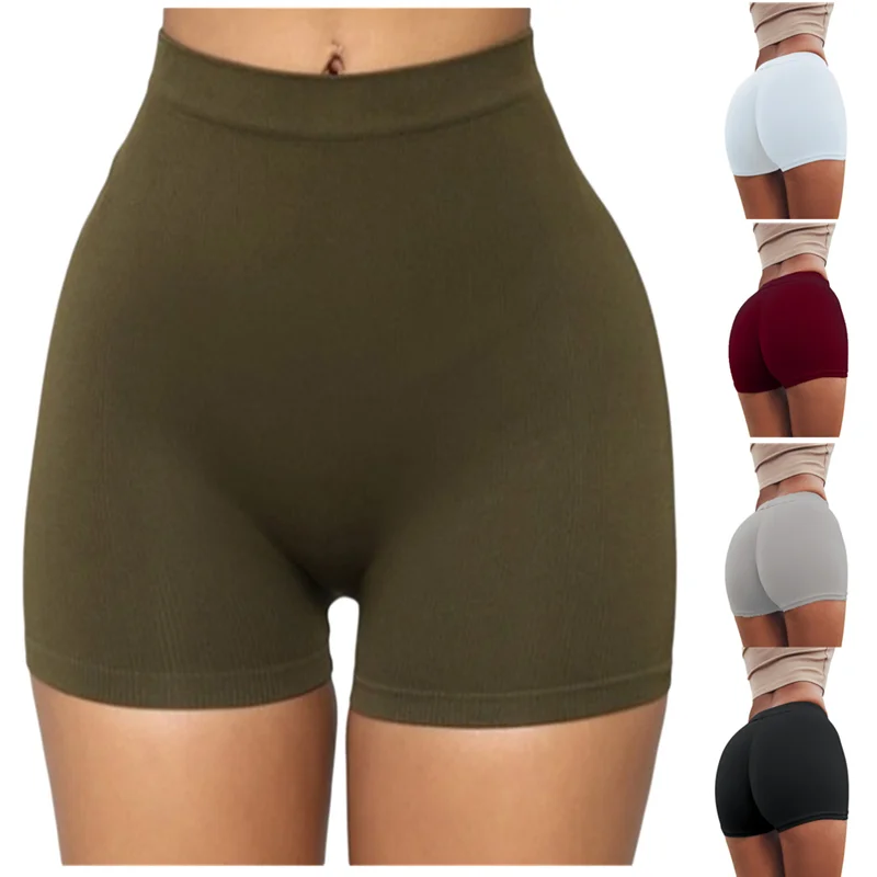 

Спортивные шорты для фитнеса, бесшовные байкерские шорты, женская одежда с высокой талией, пуш-ап, короткие эластичные дышащие шорты