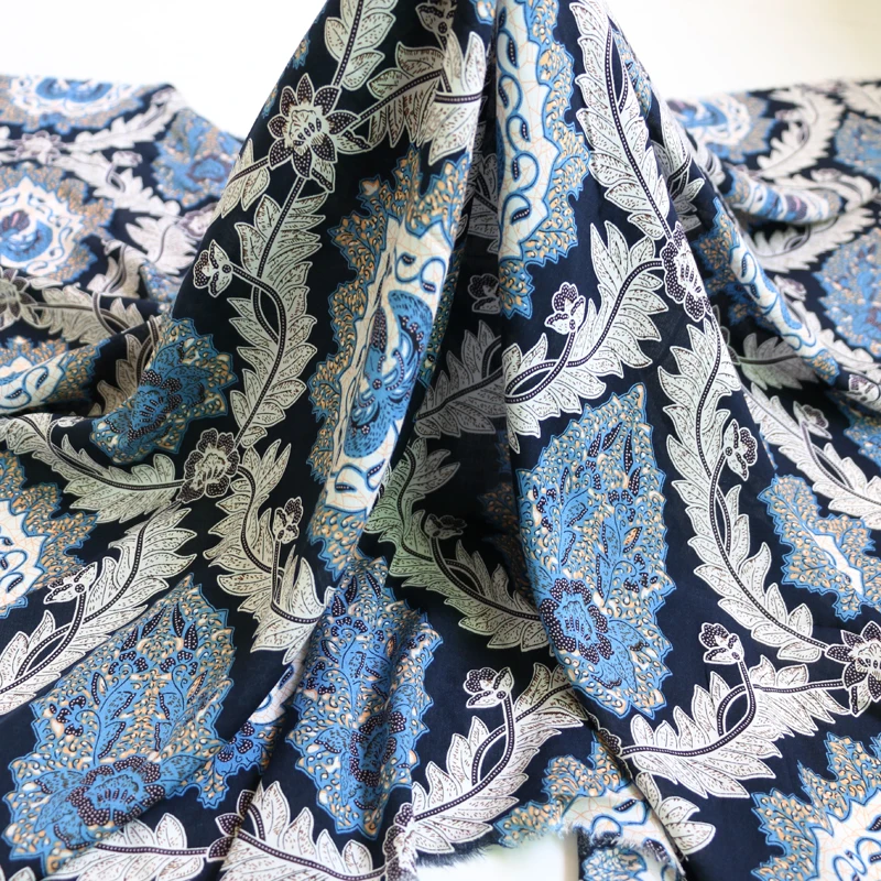 50 см * 140 винтажная вискозная ткань Дамасского дизайна для шитья летнего платья