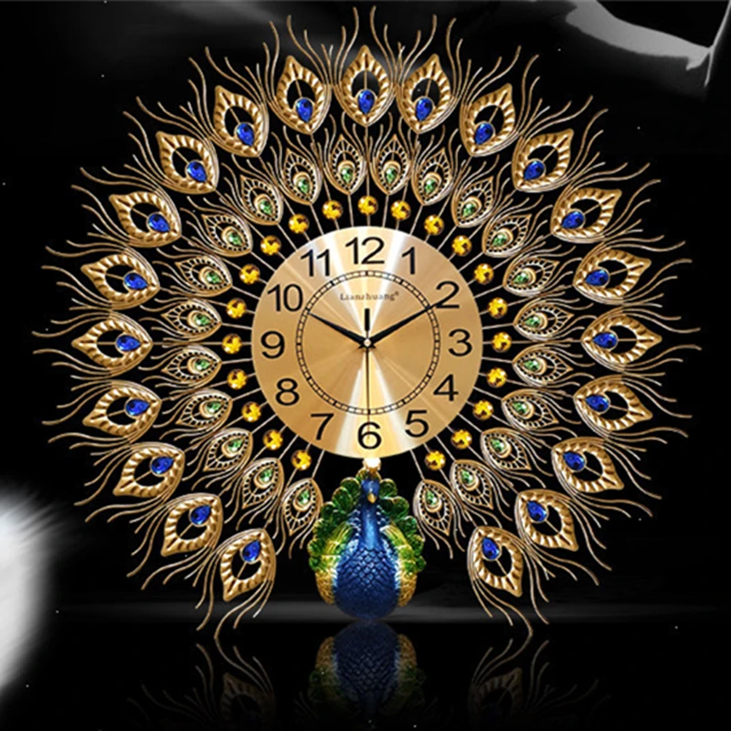 60*58 см настенные часы Павлин современный дизайн роскошные украшение для спальни