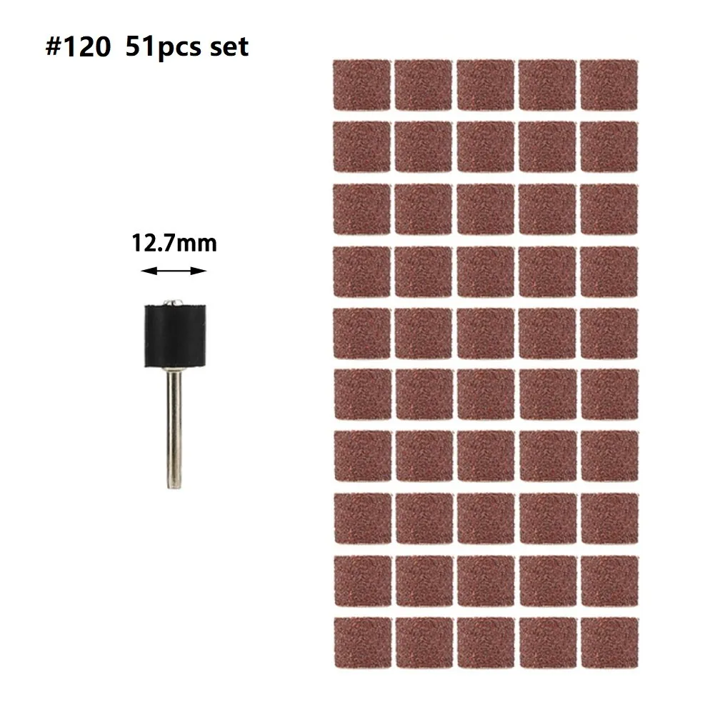 

51PCS #120 Grit Sanding Drum Kit With Sanding Mandrel Rotary Tools Abrasive Tool Abrasive Sanding Band Sleeve & Drum Kit Sandpap