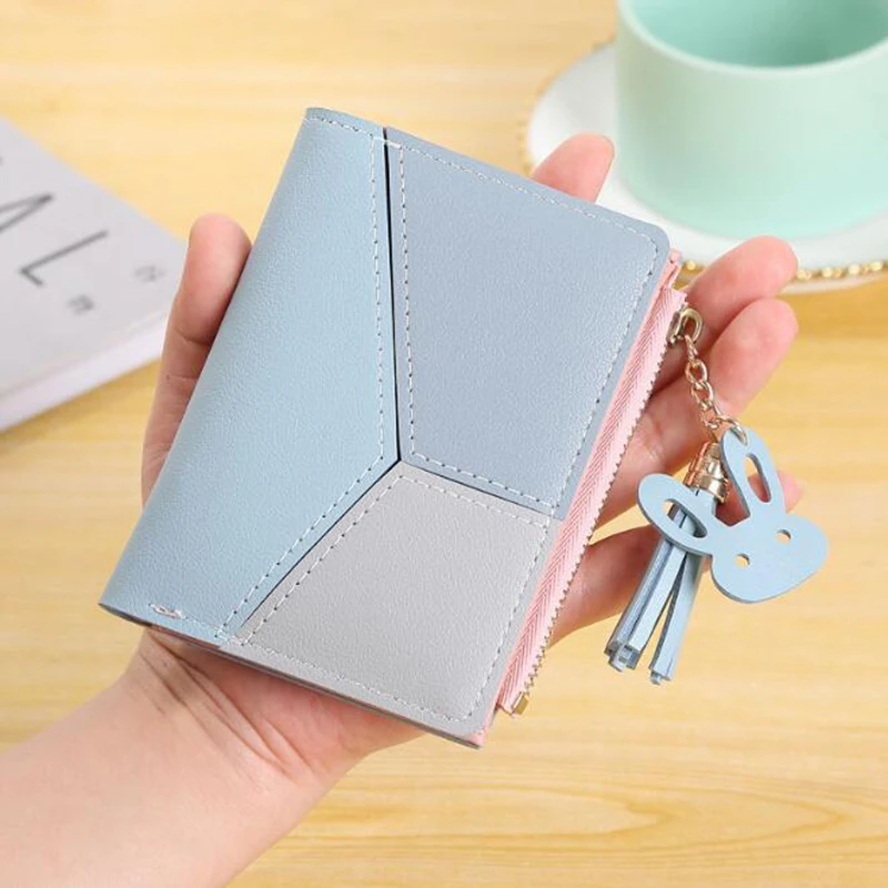 

Geometric Women Cute Pink Wallets Pocket Purse Card Holder Patchwork Wallet Lady Female Fashion Short Coin Burse Money Bag