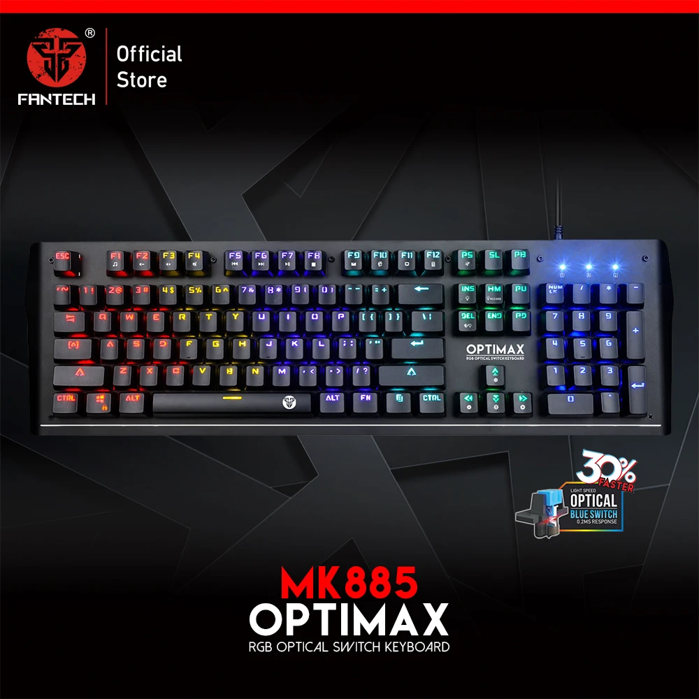 FANTECH MK885, водонепроницаемая игровая клавиатура, 104 клавиш, все кнопки не имеют коллизий, RGB клавиатура с подсветкой для OSU CS, клавиатура для геймера