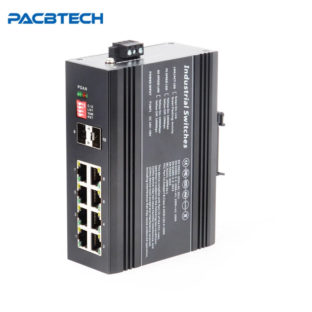 Промышленный волоконно-оптический коммутатор 1000 м 8 портов неуправляемый порт