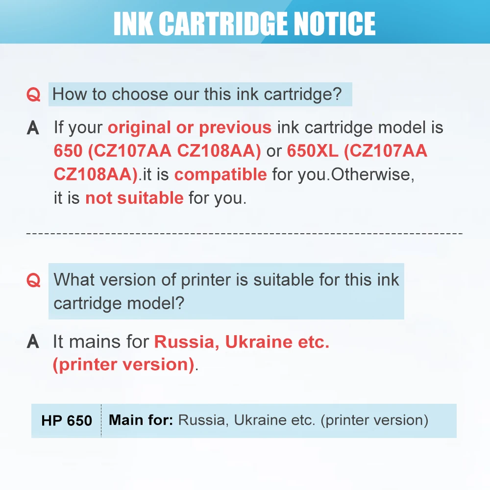 CMYK поставляет совместимый чернильный картридж Замена для HP 650 XL Deskjet 1015 1515 2515 2545 2645