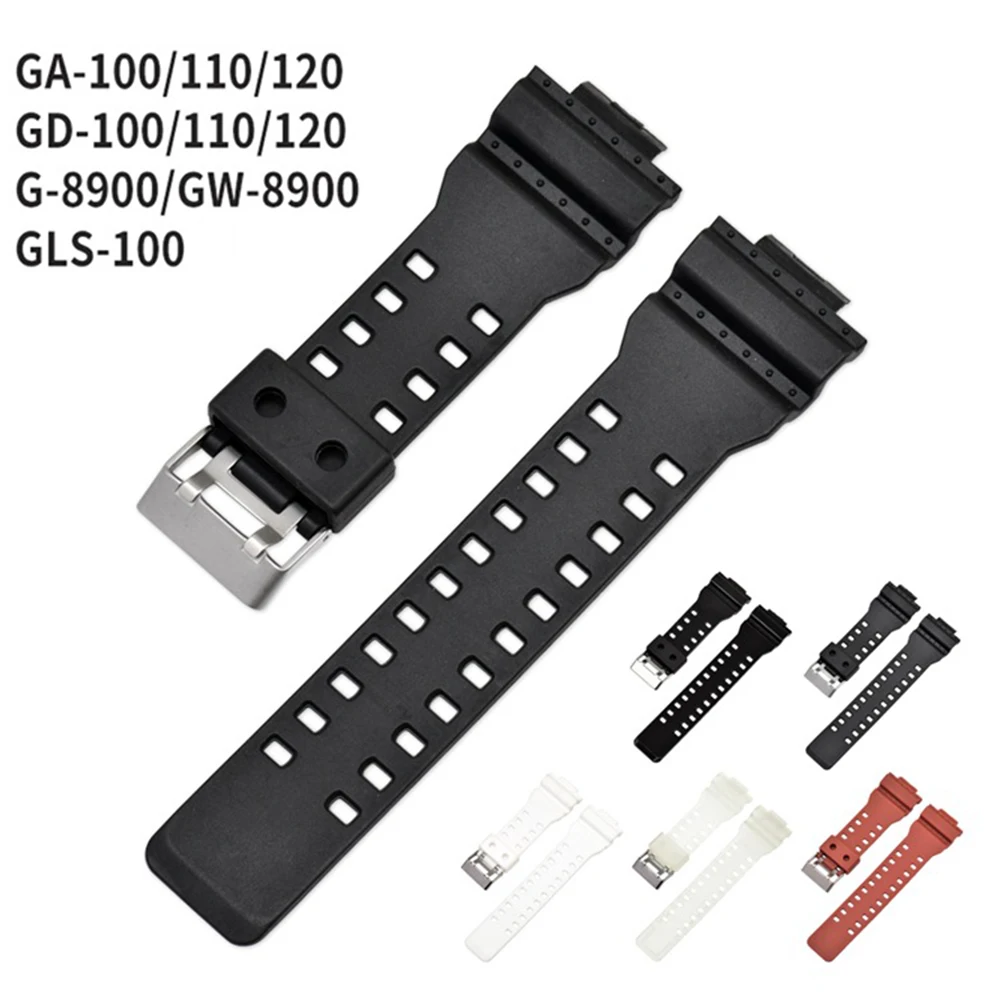 Silicone Watchband for Casio G-Shock GA 100/110/120/150/200/300 GD-100/110/120 G-8900 GLS-100 PU Sport Wrist Strap Bracelet Band
