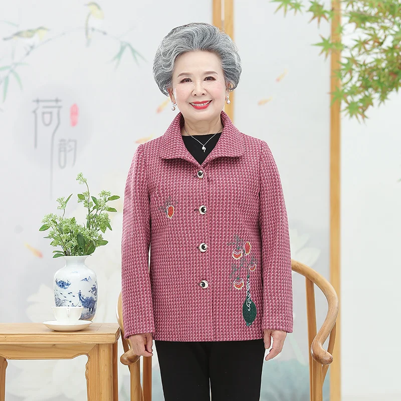 Пальто с длинным рукавом для женщин среднего и пожилого возраста 5XL бабушка