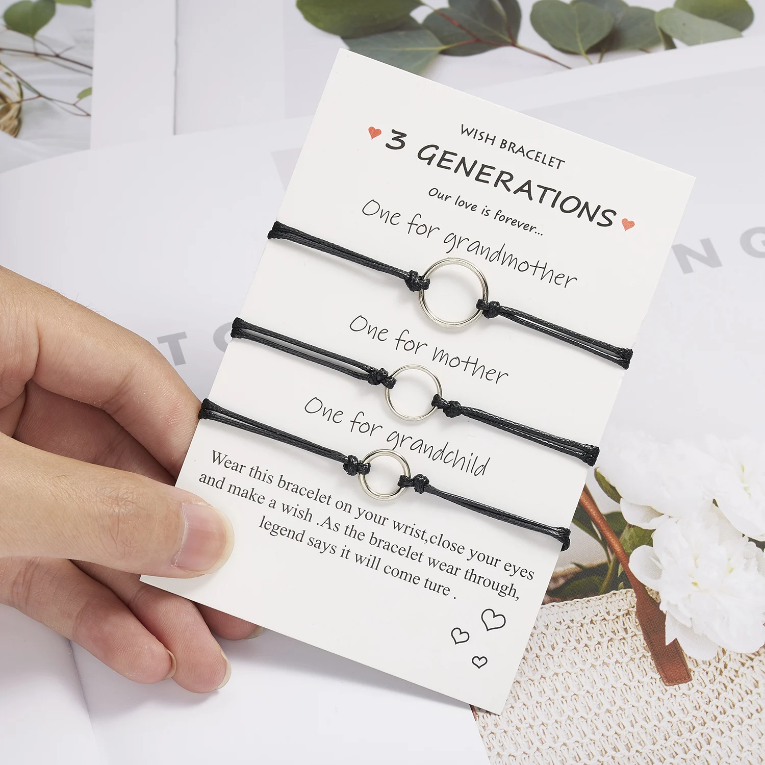 2 шт./компл. бусины в форме сердца для женщин и девушек ручной работы черная нить