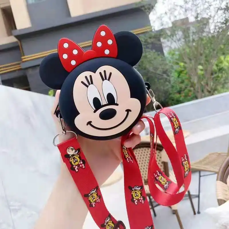 Disney Микки Маус женский монетница Минни Сумка через плечо Милая открытка сумка для карт Мультфильм силиконовый мешок для хранения
