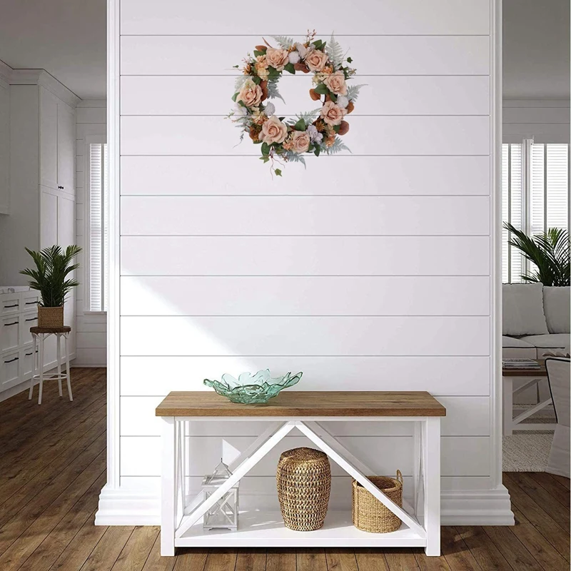 

Artificial Rose Flower Wreath Spring Wreath for Front Door Wedding Party Window Wall Farmhouse Indoor Outdoor Home Decor
