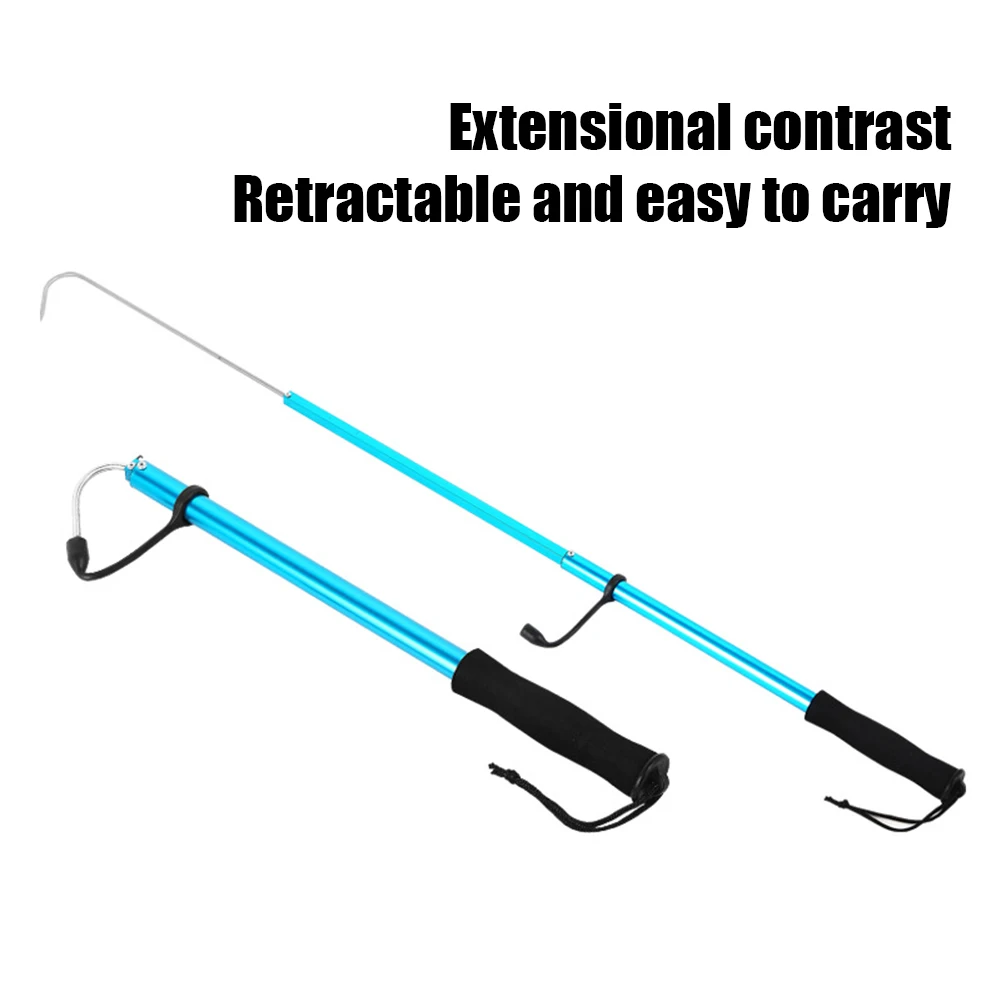 60/90/120116cm Telescopic Retractable Fish Gaff Ice Sea Fishing Spear Hook Gripper Stainless Steel Fishing Tackle