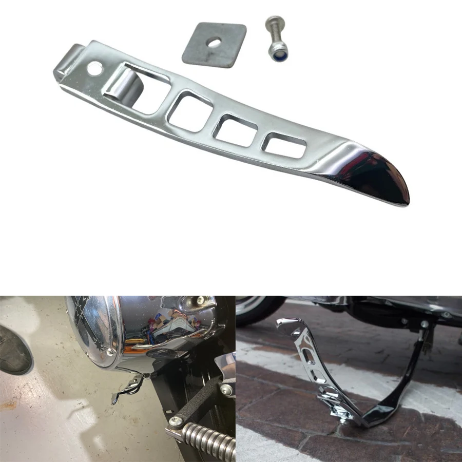 

1 Set Chrome Motorcycle Foot Pedal Support Kickstand Stand Extension Kit For Harley Davidson Dyna 1993-2017 Fat Bob Low Rider