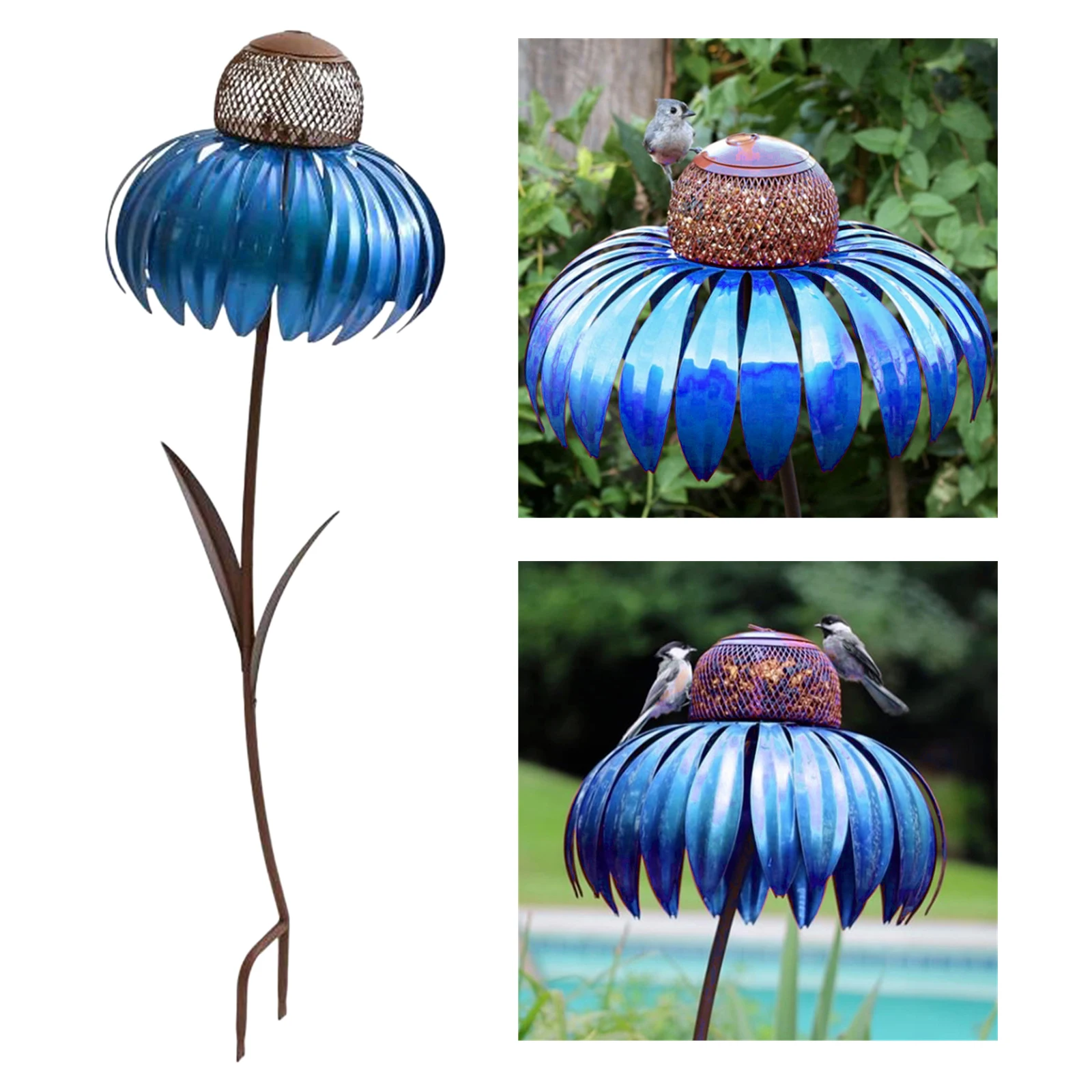 

Кормушка «клетка» для птиц, металлическая уличная кормушка с подставкой, ручная роспись, Декор