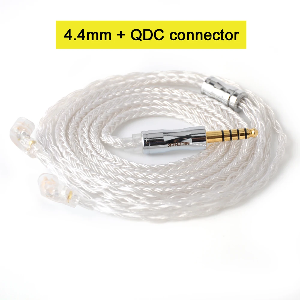 4.4mm With QDC Pin NICEHCK C16-1 16 Core посеребренный кабель 3,5/2,5/4,4 мм разъем MMCX/2Pin/QDC/NX7 для CCAKZ ZSX C12 TRNV90 TFZ QDC DB3 NX7 PRO BL03 - Цвет: 4.4mm With QDC Pin