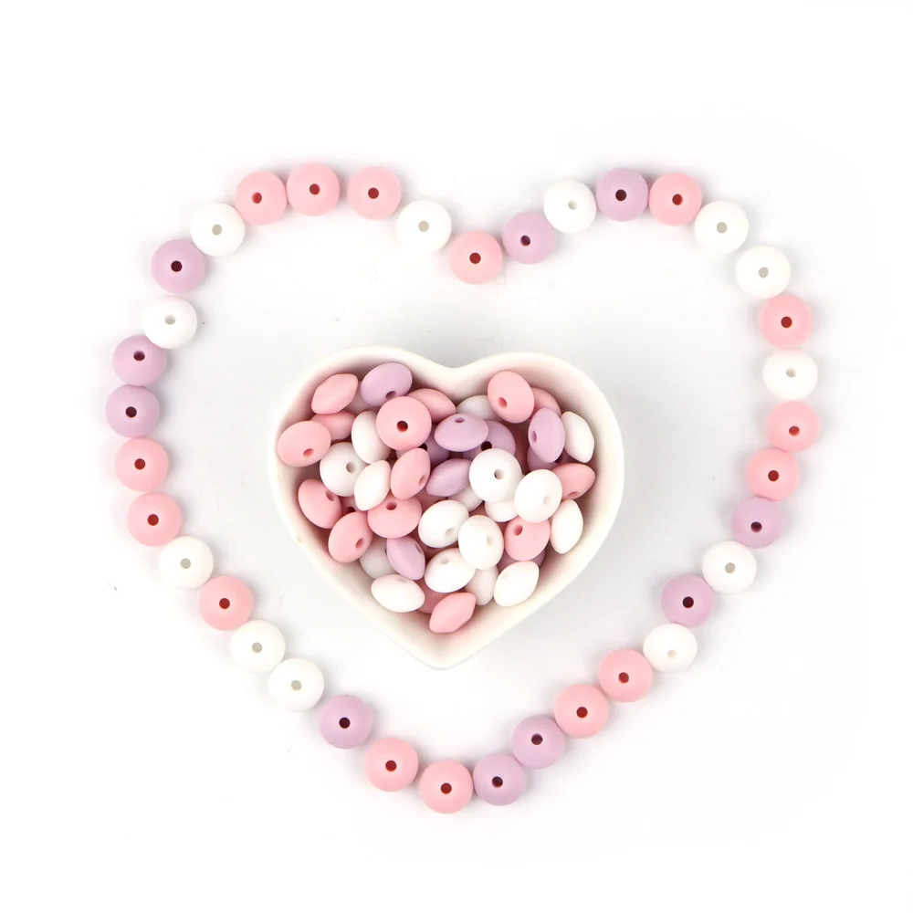 

TYRY.HU 10pcs/lot Silicone Beads Baby Teether 15mm Baby Teething Beads For Pacifier Chain Silicone Teether BPA Free