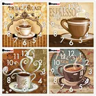 Полноформатная алмазная живопись Dpsprue, вышивка крестиком кофе с часами, мозаика с механизмом 5D, сделай сам, квадратная, круглая, 3d вышивка, подарок