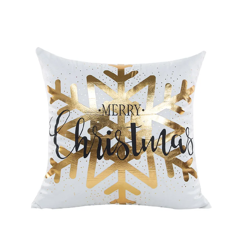 

New golden new year decoration sofa cushion covers without inner hot stamping snowflake pattern decorative pillow cover dec X9