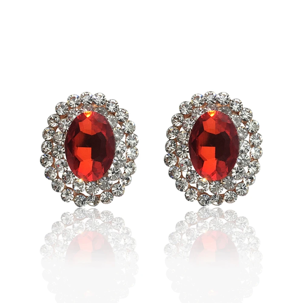 Женские серьги-клипсы красные большие стразы Ювелирное Украшение в европейском