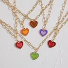 Женское ожерелье с подвеской в виде радужного сердца