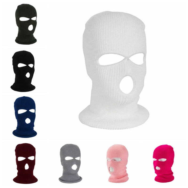 Мотоциклетная теплая маска зимняя Балаклава с 3 отверстиями для катания на лыжах