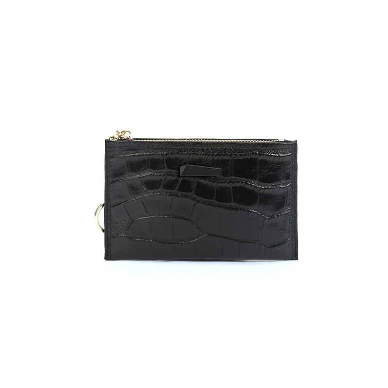 

Genuine Leather Women's Coin Purse New Key Ring Coin Storage Bag Multi-Card Position Stone Pattern Leather Coin Bag