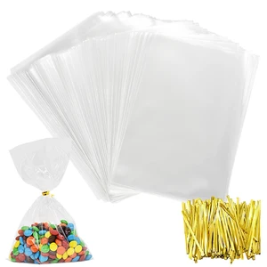 Imported 100Pcs Transparent Plastic Bags Candy Lollipop Cookie Packaging Clear Opp Cellophane Bag Christmas G