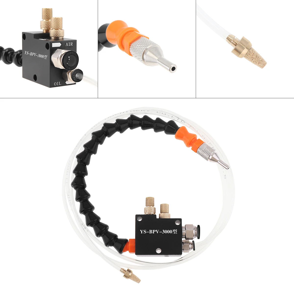 

Mist Coolant Lubrication Spray System with Air Oil Control Button and 8mm Air Connectors and 4mm Oil Pipe for Metal Cutting
