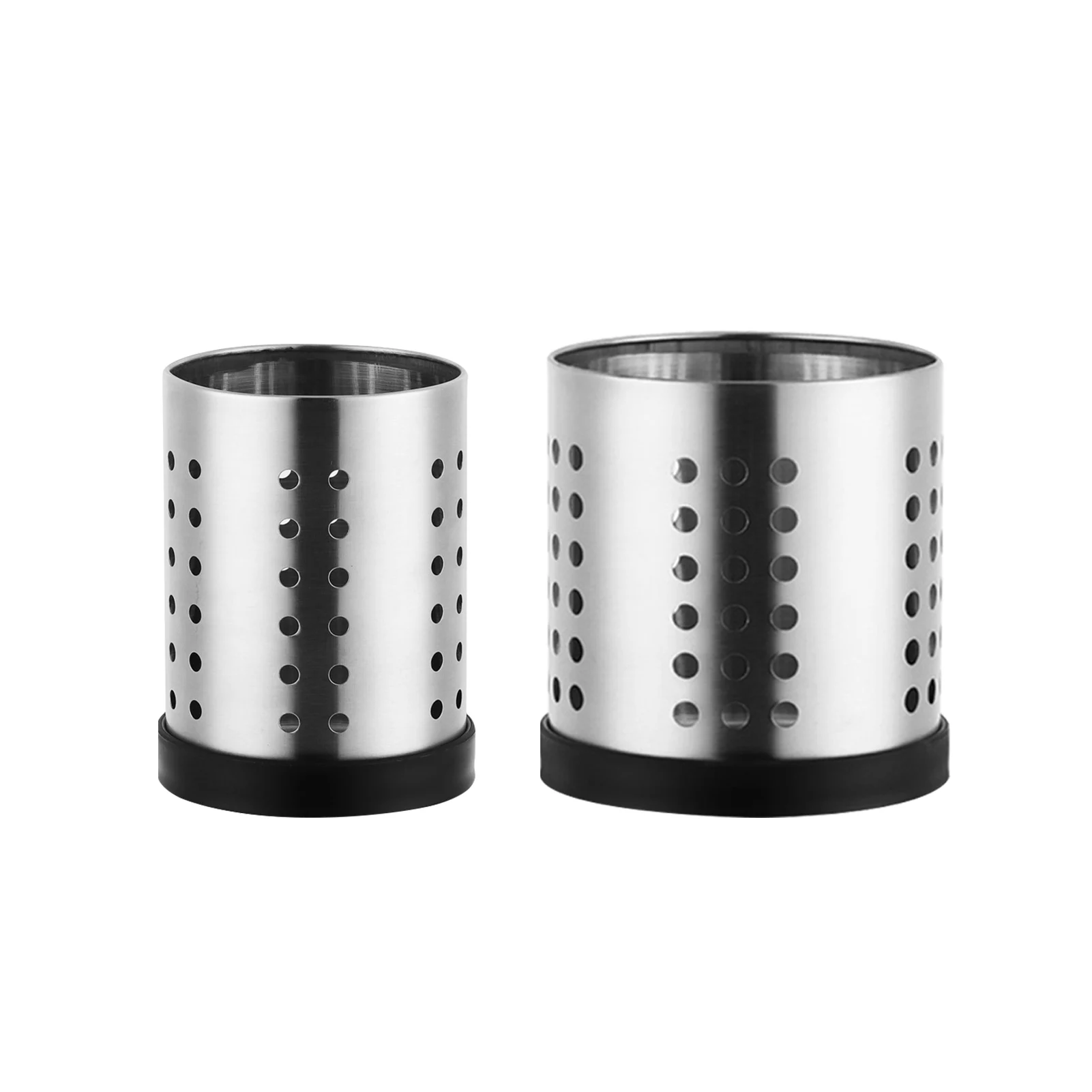 

2pcs Drying Storage Easy Clean Flatware Stainless Steel Kitchen Utensil Holder Caddy Fork Chopsticks Countertop Cylinder Cooking