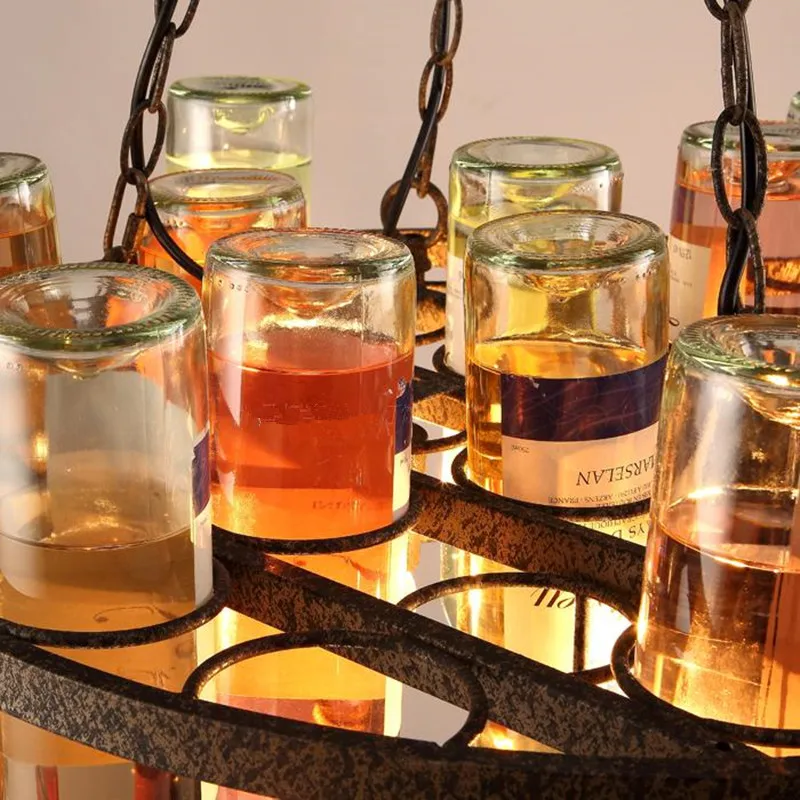 Винтажный металлический подвесной светильник для бутылки вина DIY E27 Светодиодный