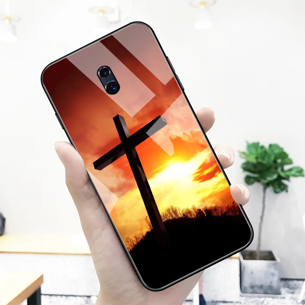 Чехол для Oppo R11s plus стеклянная задняя крышка с Иисусом крестом чехол R9 R9S R11 R11S Plus R17
