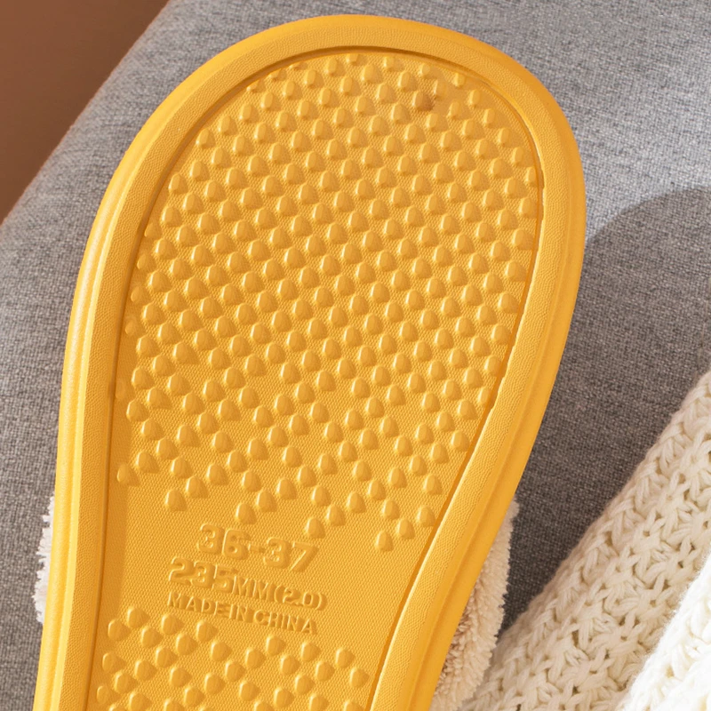 

2020 Winter New Home Bathroom Waterproof Women Fur Slippers Warm Detachable Plush Bedroom Couples Shoes Ladies Furry Slides