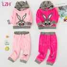 Одежда для новорожденных мальчиков LZH, осенняя одежда для маленьких девочек, толстовка с капюшоном + штаны, Детский костюм, комплект одежды для младенцев, 2021