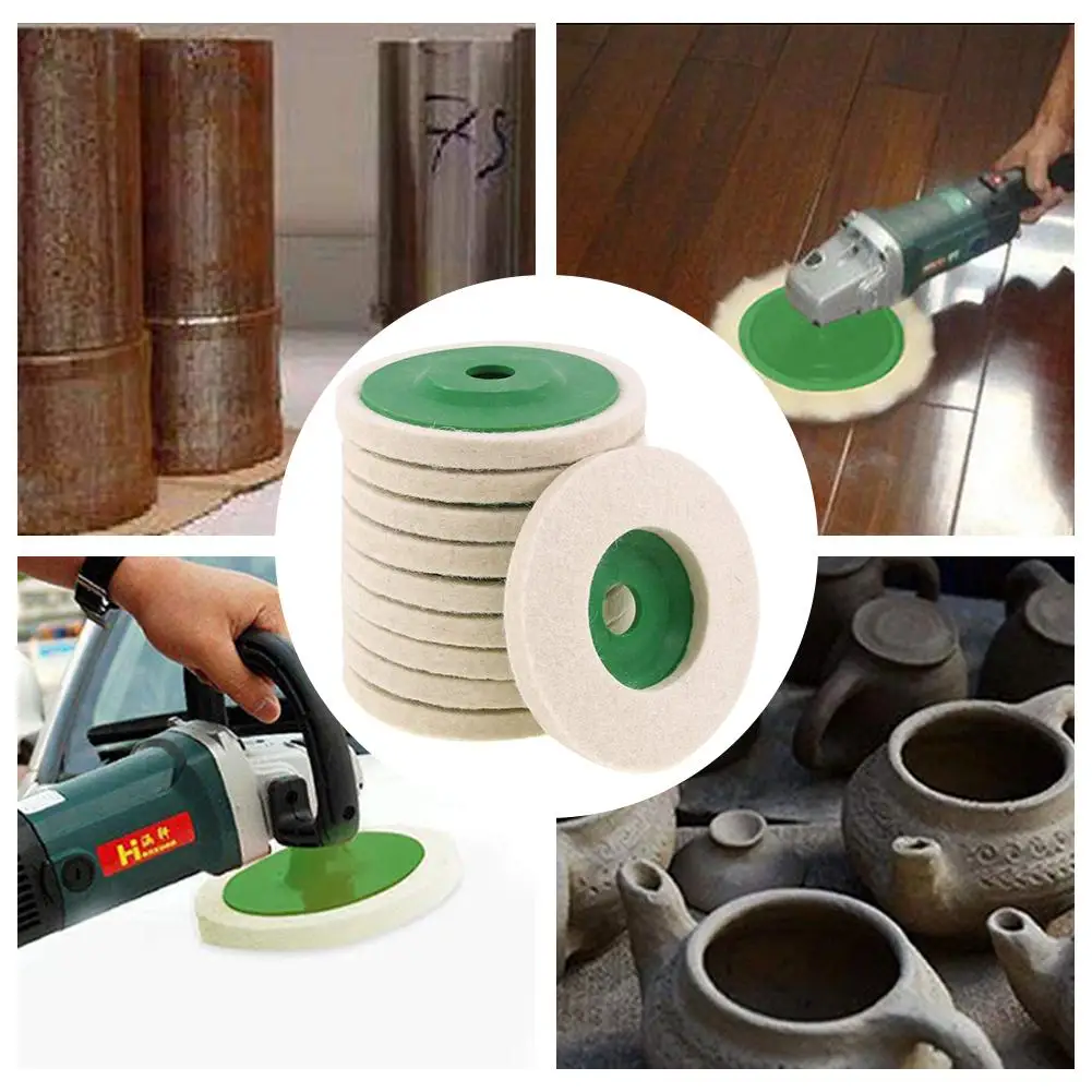 10 шт. 4 дюйма/100 мм полировальный диск из шерстяного фетра угловая шлифовальная